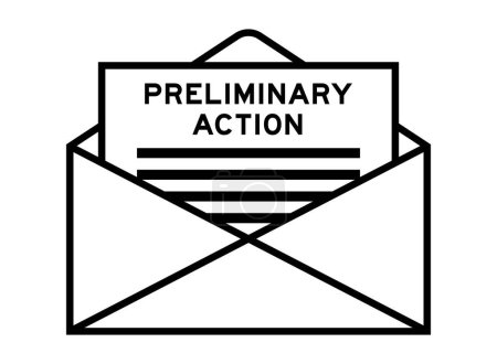 Illustration for Envelope and letter sign with word preliminary action as the headline - Royalty Free Image