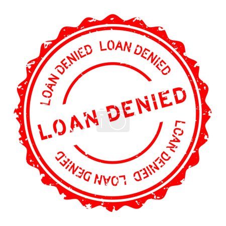 Illustration for Grunge red loan denied word round rubber seal stamp on white background - Royalty Free Image