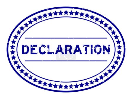 Illustration for Grunge blue declaration word oval rubber seal stamp on white background - Royalty Free Image