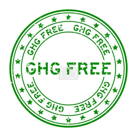 Ilustración de Grunge green GHG (Abreviatura de gases de efecto invernadero) palabra libre sello de goma redonda sobre fondo blanco - Imagen libre de derechos