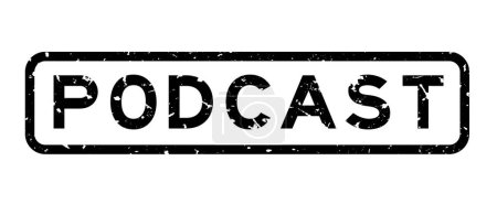 Illustration for Grunge black podcast word square rubber seal stamp on white background - Royalty Free Image