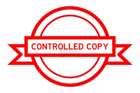 Téléchargez les illustrations : Bannière d'étiquette vintage avec copie contrôlée par mot en couleur rouge sur fond blanc - en licence libre de droit