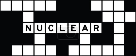 Illustration for Alphabet letter in word nuclear on crossword puzzle background - Royalty Free Image
