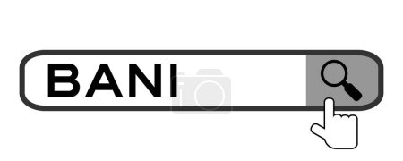 Téléchargez les illustrations : Bannière de recherche en mot BANI (fragile, anxieux, non linéaire et incompréhensible) avec icône loupe main sur fond blanc - en licence libre de droit