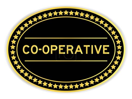 Illustration for Black and gold color round label sticker with word co-operative on white background - Royalty Free Image