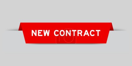 Illustration for Red color inserted label with word new contract on gray background - Royalty Free Image