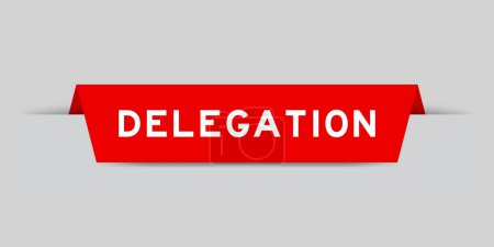 Ilustración de Etiqueta de color rojo insertada con delegación de palabras sobre fondo gris - Imagen libre de derechos