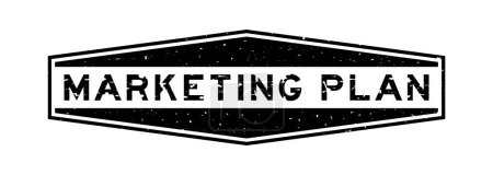 Illustration for Grunge black marketing plan word hexagon rubber seal stamp on white background - Royalty Free Image