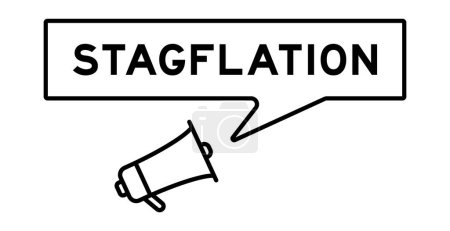 Illustration for Megaphone icon with speech bubble in word stagflation on white background - Royalty Free Image