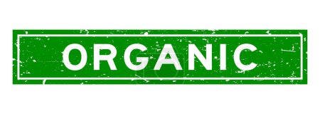 Téléchargez les illustrations : Grunge vert mot organique carré cachet en caoutchouc sur fond blanc - en licence libre de droit