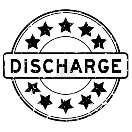 Illustration for Grunge black discharge word with star icon round rubber seal stamp on white background - Royalty Free Image