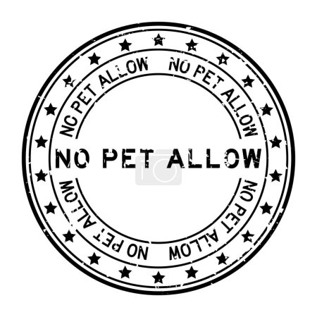 Illustration for Grunge black no pet allow word with star icon round rubber seal stamp on white background - Royalty Free Image