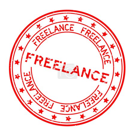 Grunge red freelance word round rubber seal stamp on white background