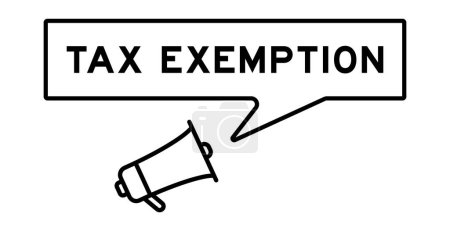 Ilustración de Icono de megáfono con burbuja de expresión en la exención de impuestos de palabra sobre fondo blanco - Imagen libre de derechos