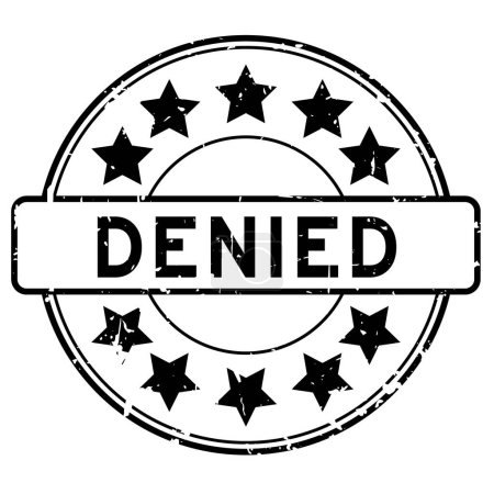 Illustration for Grunge black denied word with star icon round rubber seal stamp on white background - Royalty Free Image
