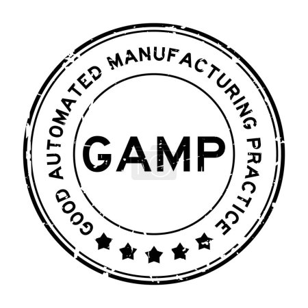 Illustration for Grunge black GAMP Good Automated Manufacturing Practice word round rubber seal stamp on white background - Royalty Free Image