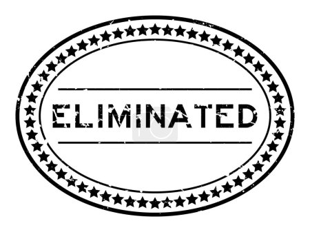 Téléchargez les illustrations : Grunge black eliminated word oval rubber seal stamp on white background - en licence libre de droit