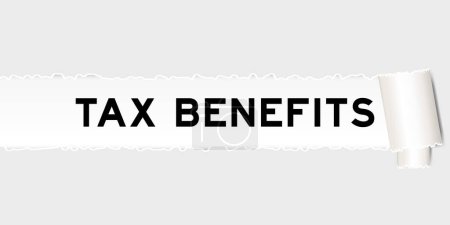 Téléchargez les illustrations : Ripped gray paper background that have word tax benefits under torn part - en licence libre de droit