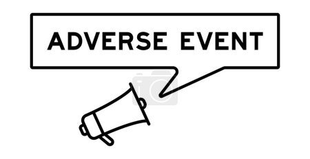 Illustration for Megaphone icon with speech bubble in word adverse event on white background - Royalty Free Image