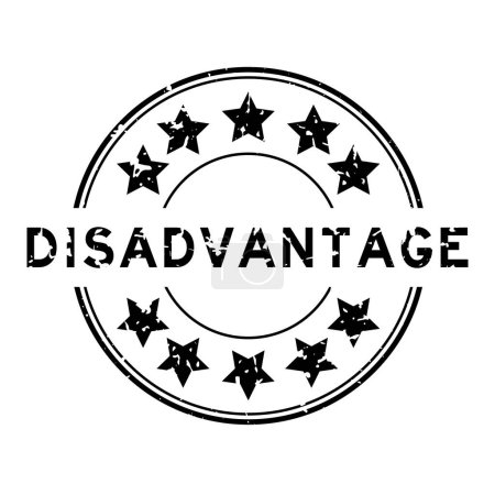 Ilustración de Grunge black disadvantage word with star icon round rubber seal stamp on white background - Imagen libre de derechos