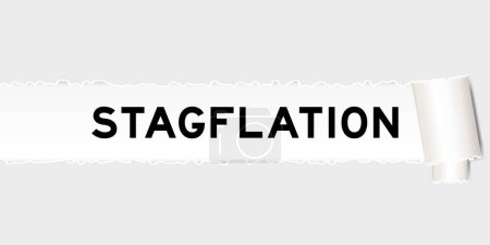 Illustration for Ripped gray paper background that have word stagflation under torn part - Royalty Free Image