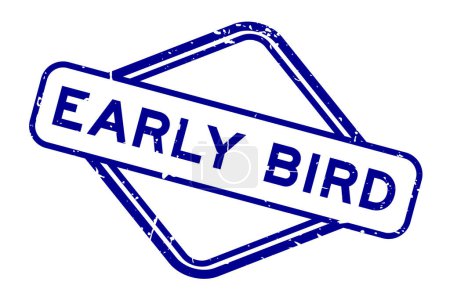 Illustration for Grunge blue early bird word rubber seal stamp on white background - Royalty Free Image