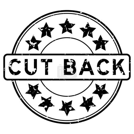 Illustration for Grunge black cut back word with star icon round rubber seal stamp on white background - Royalty Free Image