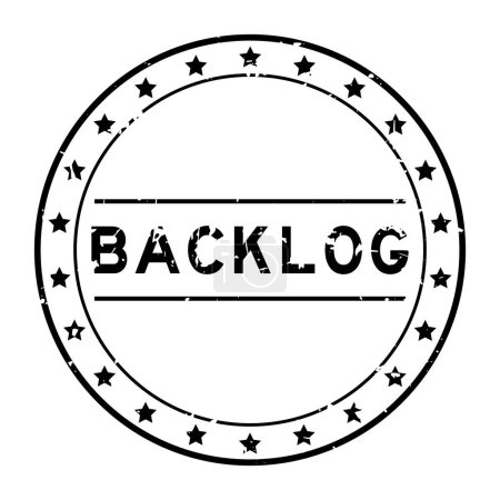 Téléchargez les illustrations : Grunge black backlog word round rubber seal stamp on white background - en licence libre de droit