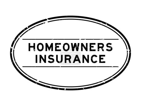 Illustration for Grunge black homeowners insurance word oval rubber seal stamp on white background - Royalty Free Image