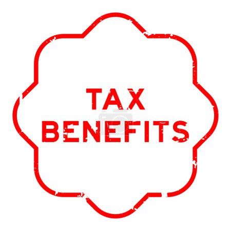 Téléchargez les illustrations : Grunge red tax benefits word rubber seal stamp on white background - en licence libre de droit