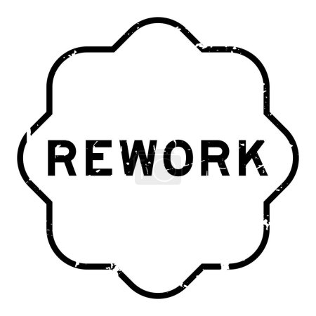 Grunge negro rework palabra sello de goma sobre fondo blanco