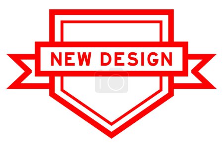 Illustration for Vintage red color pentagon label banner with word new design on white background - Royalty Free Image