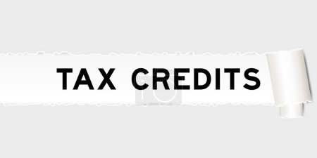 Ilustración de Ripped gray paper background that have word tax credits under torn part - Imagen libre de derechos