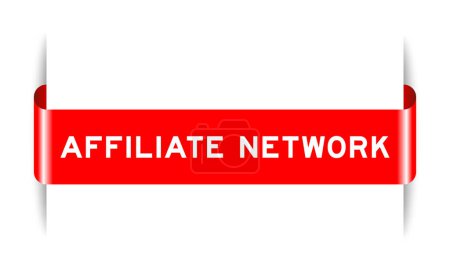 Illustration for Red color inserted label banner with word affiliate network on white background - Royalty Free Image