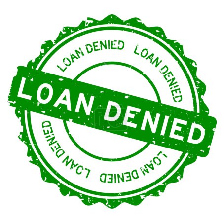 Illustration for Grunge green loan denied word round rubber seal stamp on white background - Royalty Free Image