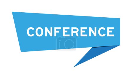 Ilustración de Blue color speech banner with word conference on white background - Imagen libre de derechos