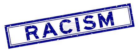 Téléchargez les illustrations : Grunge blue racism word square rubber seal stamp on white background - en licence libre de droit