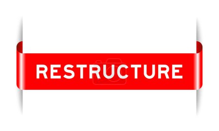 Ilustración de Red color inserted label banner with word restructure on white background - Imagen libre de derechos
