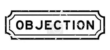Illustration for Grunge black objection word rubber seal stamp on white background - Royalty Free Image