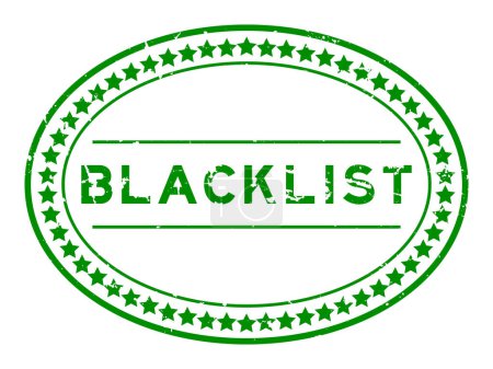Téléchargez les illustrations : Grunge green blacklist word oval rubber seal stamp on white background - en licence libre de droit
