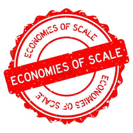Ilustración de Grunge red economies of scale word round rubber seal stamp on white background - Imagen libre de derechos