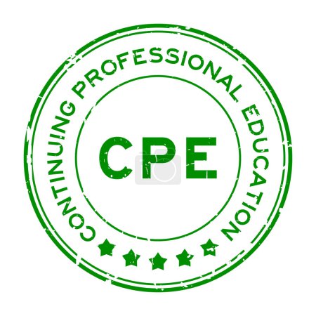 Ilustración de Grunge green CPE Continuing professional education word round rubber seal stamp on white background - Imagen libre de derechos