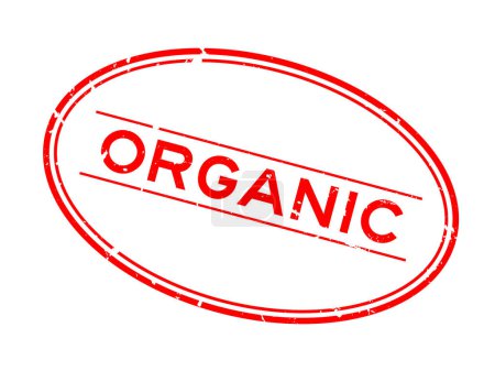 Téléchargez les illustrations : Grunge red organic word oval rubber seal stamp on white background - en licence libre de droit
