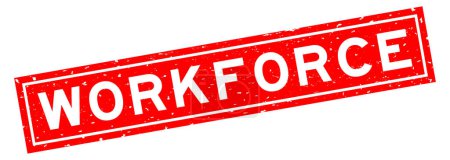 Téléchargez les illustrations : Grunge red workforce word square rubber seal stamp on white background - en licence libre de droit