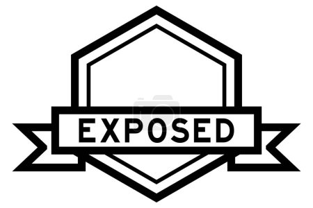 Ilustración de Vintage black color hexagon label banner with word exposed on white background - Imagen libre de derechos