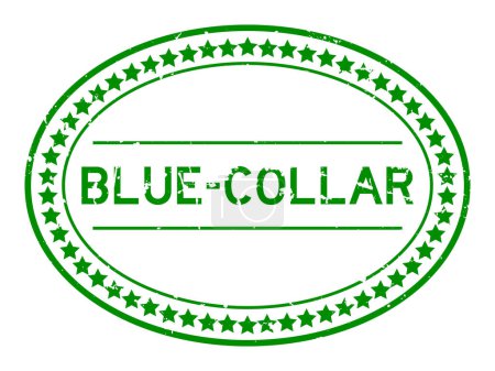 Illustration for Grunge green blue collar word oval rubber seal stamp on white background - Royalty Free Image