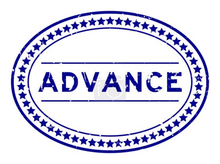 Ilustración de Sello de sello de goma ovalado de palabra avanzada Grunge azul sobre fondo blanco - Imagen libre de derechos