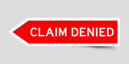 Illustration for Red color arrow shape sticker label with word claim denied on gray background - Royalty Free Image