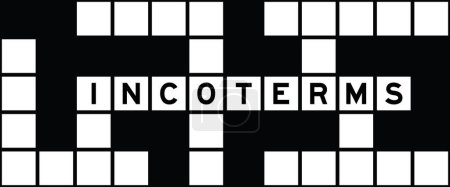 Illustration for Alphabet letter in word incoterms on crossword puzzle background - Royalty Free Image
