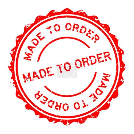 Ilustración de Grunge rojo hecho a la orden palabra ronda sello de goma sobre fondo blanco - Imagen libre de derechos